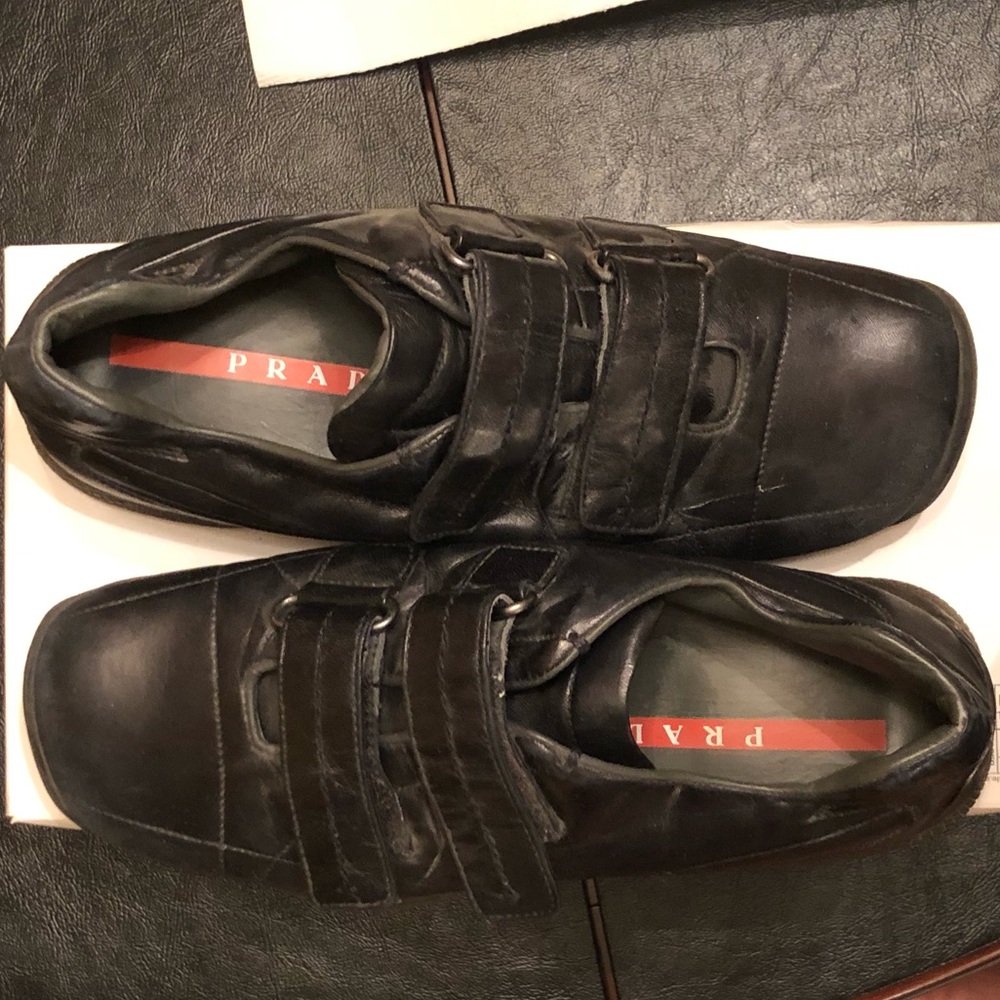 Authentic Prada leather Velcro shoes